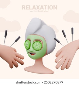 Set of 3D models for design of relaxation concepts. Advertising of center with alternative medicine