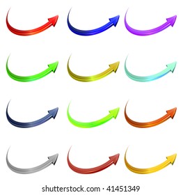 Set of 3D modern arrows in aqua/glass/metal style - vector file