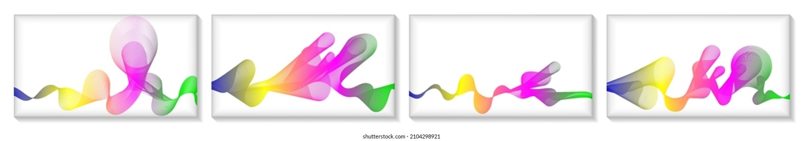 Set of 3D modern wave curve abstract presentation background.  Abstract decoration, pattern, banner, cover, flyer. 3d Vector illustration. Can be used vertically and horizontally.
