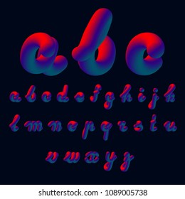 Set of 3d multicolored bright letters for inscriptions. Vector illustration of the latin alphabet.
