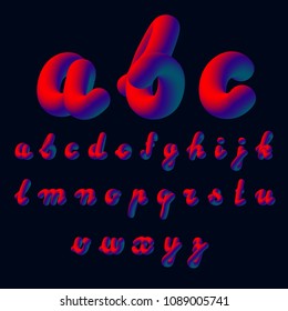 Set of 3d multicolored bright letters for inscriptions. Vector illustration of the latin alphabet.