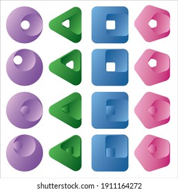 Set of 3d multicolored design elements. Vector illustration 