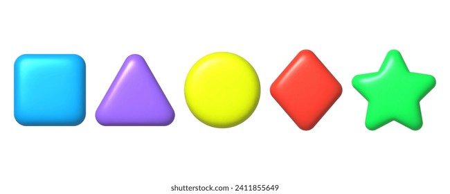 Set of 3d multicolored geometric shapes for web design. 3d realistic design element. vector illustration.