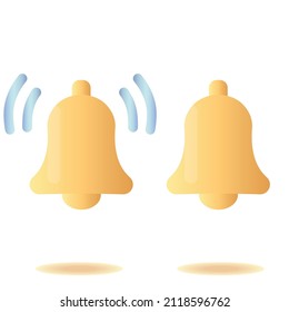Conjunto de iconos de timbre de notificación 3D aislados en fondo blanco.