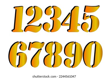 set of 3d numbers 0-9 golden vector,Set of golden 3d luxury numbers.