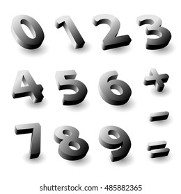 Set of 3d numbers. Isolated font on white background