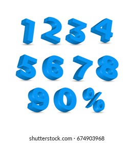 Set of 3D numer blue