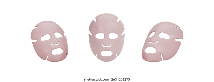 A set of 3d objects in different angles. Led Face Mask, for skin nourishment and moisturizing, anti-aging. Phototherapy. Vector illustration on isolated white background