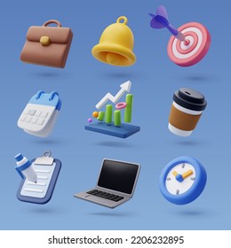 Set of 3d office icon, Business and finance concept. Eps 10 Vector. - Shutterstock ID 2206232895