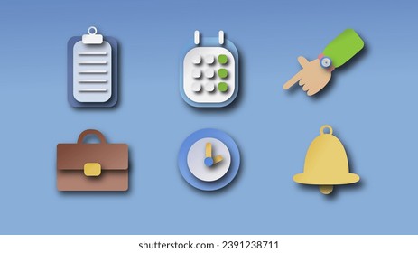 Set of 3d office paper icon, Business and finance concept.