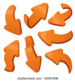 Set of 3D orange arrows