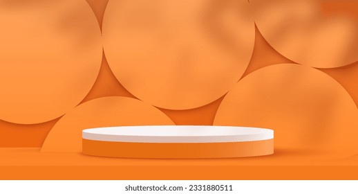 Set von 3D-Orange-Podien-Konzept. Muster und Struktur, Raum für die Präsentation. Werbung und Marketing. Ästhetik und Eleganz. Cartoon isometrische Vektorgrafik-Sammlung einzeln auf weißem Hintergrund