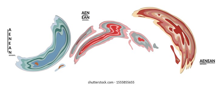 Set of 3D paper cut wavy holes. Vector paper cut layers create topography map concept or smooth origami paper carving craft. Wavy layered material design paper art isolated design elements.