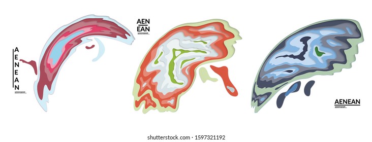 Set of 3D paper cut wavy holes. Vector paper cut layers create topography map concept or smooth origami paper carving craft. Wavy layered material design paper art isolated design elements.