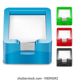 Set of 3D paper tray icons. Transparent EPS10 vector.