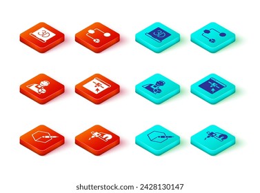 Set 3d pen tool, 3D printer, Graphic designer, setting, Isometric cube and  icon. Vector