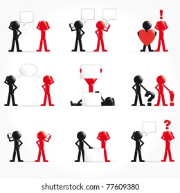 Set of 3D people with talk or thought bubbles