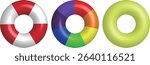 Set of 3D Pool Floats – Red and White, Rainbow, and Transparent Yellow