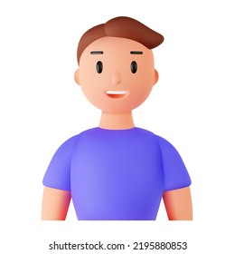 Set of 3d portraits of happy people on a white background. Cartoon characters woman and man, vector illustration.