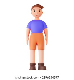 Set of 3d portraits of happy people on a white background. Cartoon characters woman and man, vector illustration.