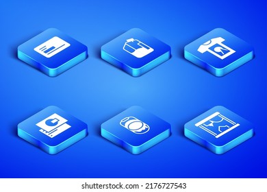 Set 3D printer, Business card, Paint bucket, Printer ink bottle and T-shirt icon. Vector