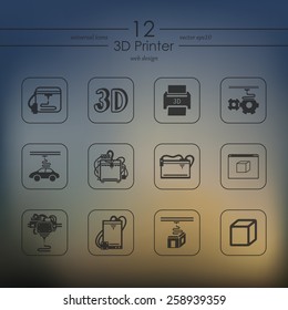 Set of 3d printer icons