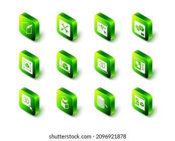 Set 3D printer setting, software, Filament for and Layers icon. Vector