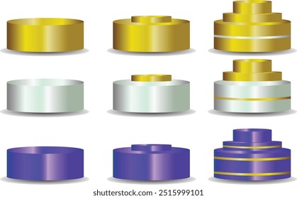 Conjunto de produtos 3D podium. ilustração vetorial