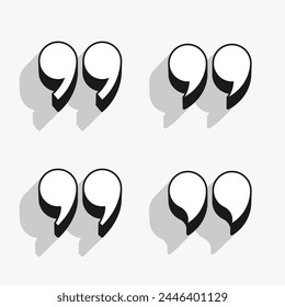 set of 3d quotation comma mark background for web talk vector