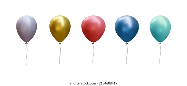Set von 3D realistischen Ballon-Set-Vorlage für Jubiläum, Geburtstagsfeier-Design einzeln auf weißem Hintergrund. Vektorgrafik 
