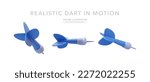 Set of 3d realistic blue darts isolated on white background. Vector illustration