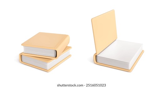 Set of 3d realistic books isolated on white background. 3D book icons. Vector illustration in cartoon style
