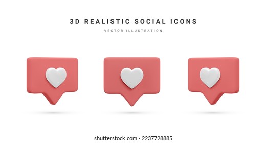 Set von 3D-realistischen Blasen mit Herz einzeln auf weißem Hintergrund. Vektorgrafik