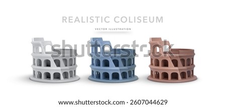 Set of 3d realistic coliseum icons isolated on white background. Vector illustration