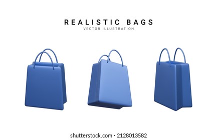 Set of 3d realistic colorful shopping bags. Vector Illustration - Shutterstock ID 2128013582