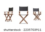 Set of 3d realistic director chair isolated on white background. Vector illustration