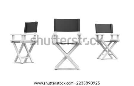 Set of 3d realistic director chair isolated on white background. Vector illustration