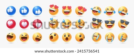 set 3d realistic emoji in various points of view design