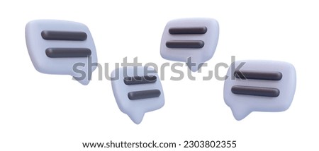 Set of 3d realistic flying chat messages isolated on white background. Vector illustration