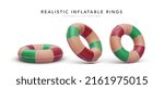 Set of 3d realistic inflatable rings with shadow isolated on white background. Vector illustration