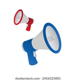 Set of 3d realistic megaphones isolated on white background, Vector illustration of megaphone