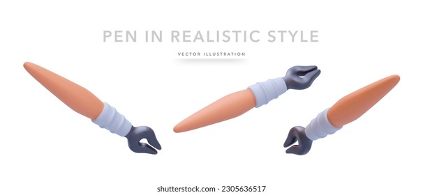 Conjunto de plumas 3d realistas aisladas sobre fondo blanco. Ilustración del vector