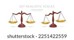 Set of 3d realistic scales with shadow isolated on white background. Vector illustration