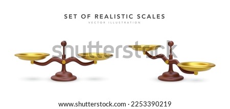 Set of 3d realistic scales with shadow isolated on white background. Vector illustration Foto d'archivio © 