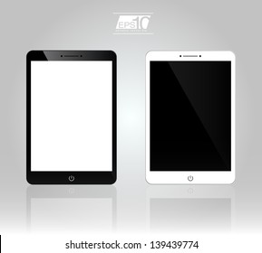 Set of 3D Realistic Tablet PC Computer Template (White and Black Variation) | EPS10 Vector Tablet Design Illustration