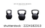 Set of 3d realistic weights kettlebell isolated on white background. Vector illustration