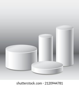 conjunto de pantalla 3d de podio blanco realista para la presentación del producto.
escaparate de escaparate mínimo con plataforma geométrica.
ilustración vectorial EPS10.