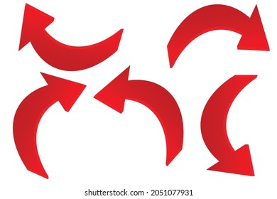 set of 3d  red arrows isolated on white background 