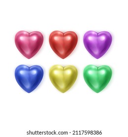 Set of 3d Red Heart. Love symbol isolated on Dark background. Vector format