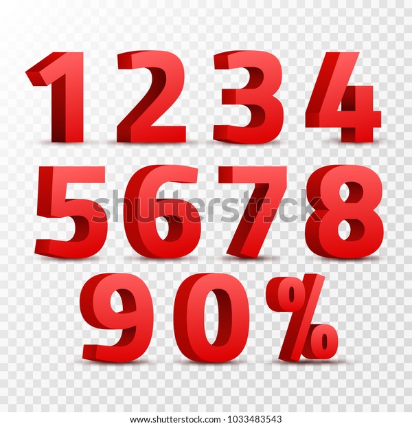 Set 3d Red Numbers Sign 3d Stock Vector (Royalty Free) 1033483543 ...